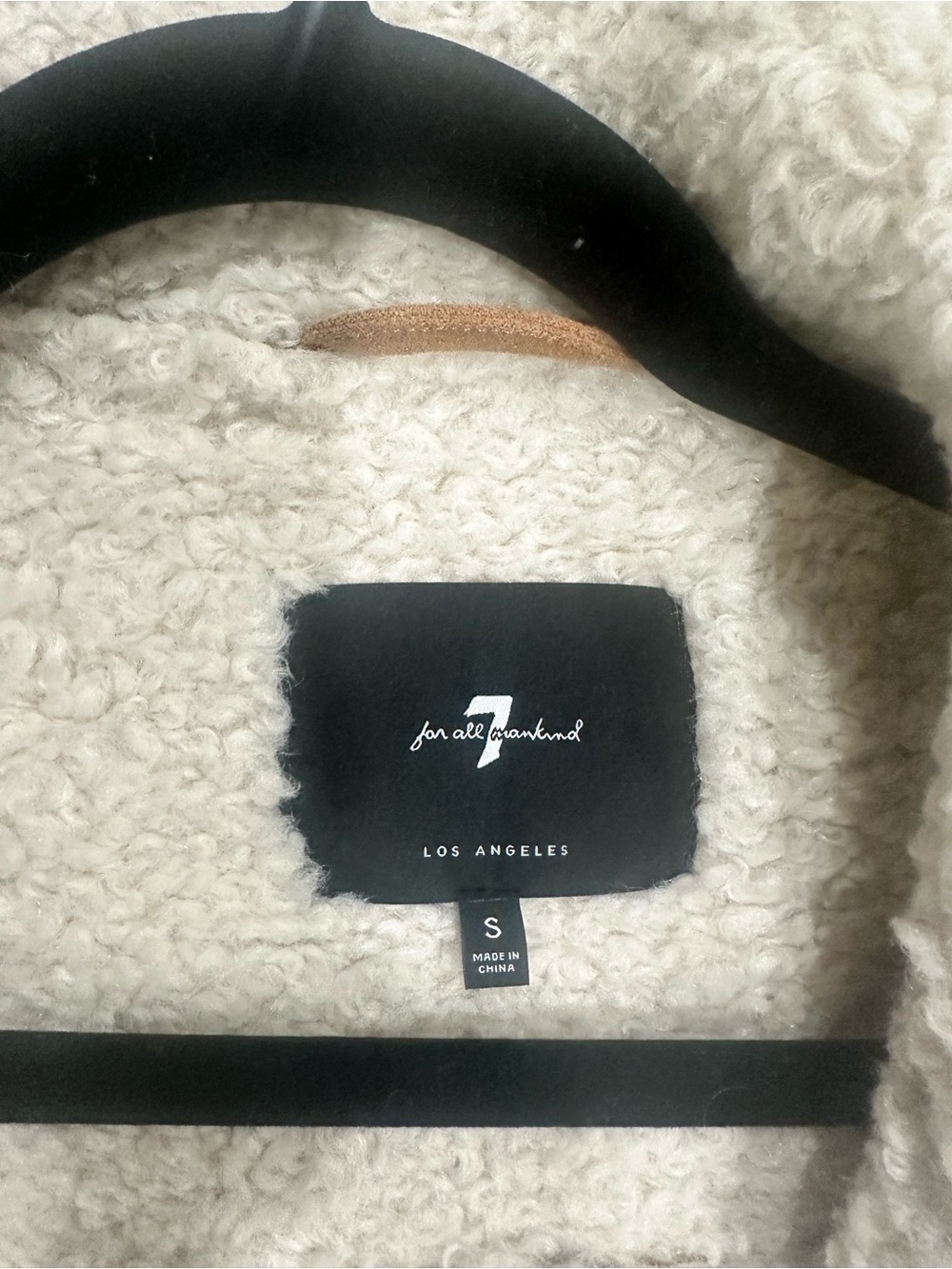 7 For All Mankind Tan Suede Teddy Shearling Jacket - Picture 2 of 3